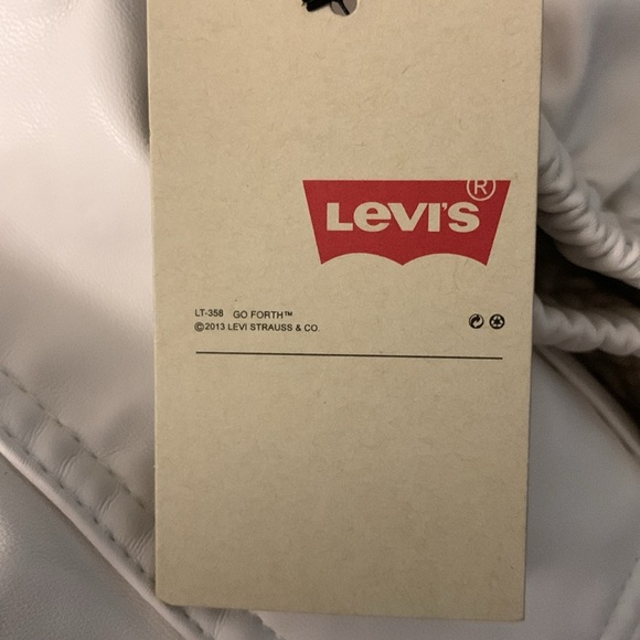levis faux leather dad bomber jacket in oyster-NWT - Picture 9 of 10